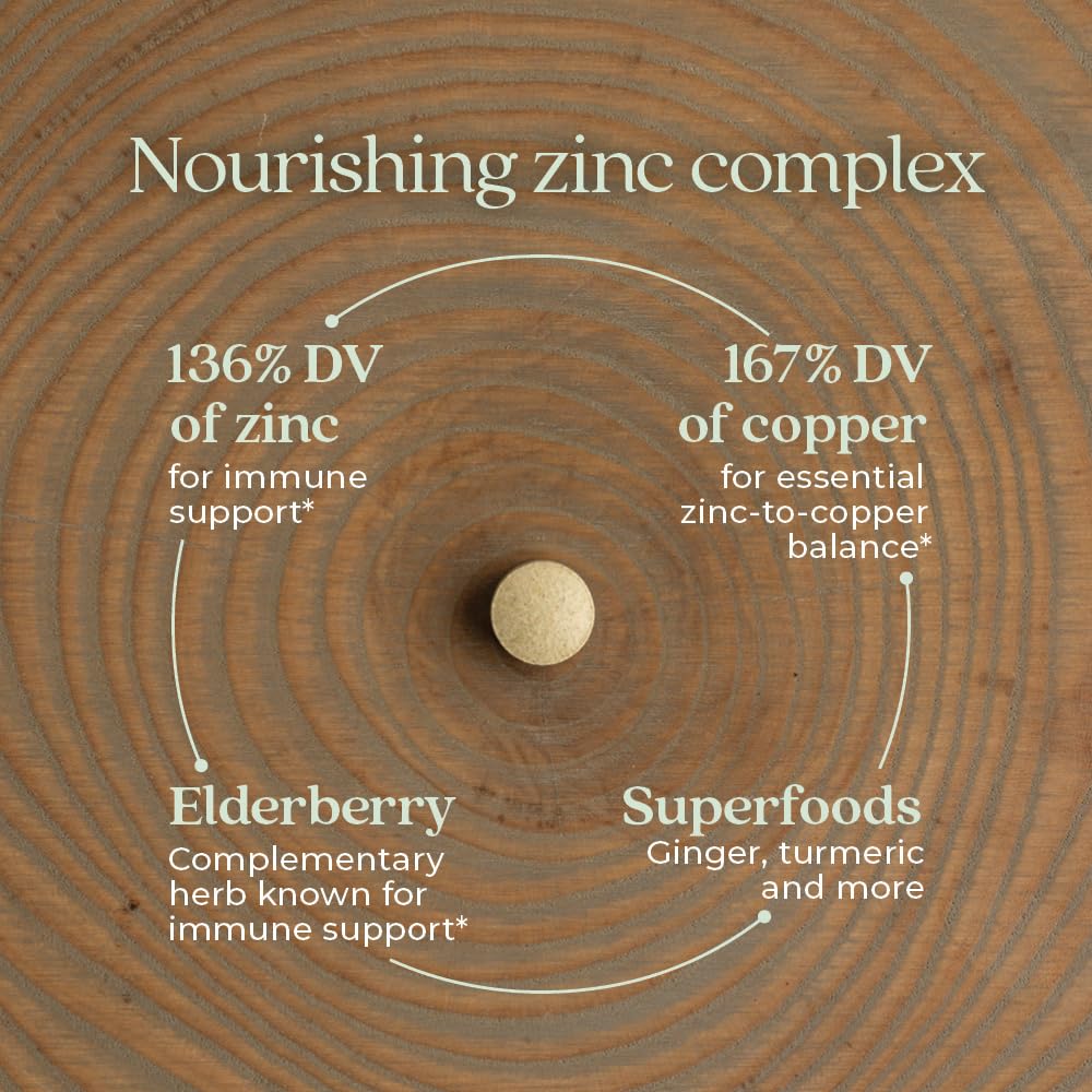 Comprimés de Zinc Fermenté New Chapter sur une surface blanche