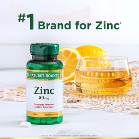 Comprimés de Zinc Nature's Bounty avec étiquette visible