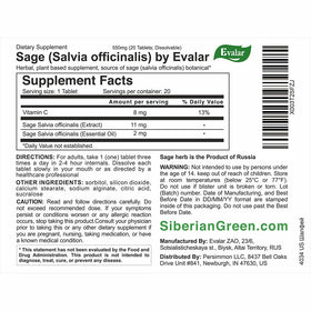 Comprimés dissolvables Evalar Salvia officinalis à l'intérieur de l'emballage