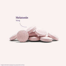 Comprimés dissolvants Natrol Melatonine 10 mg montrant leur texture