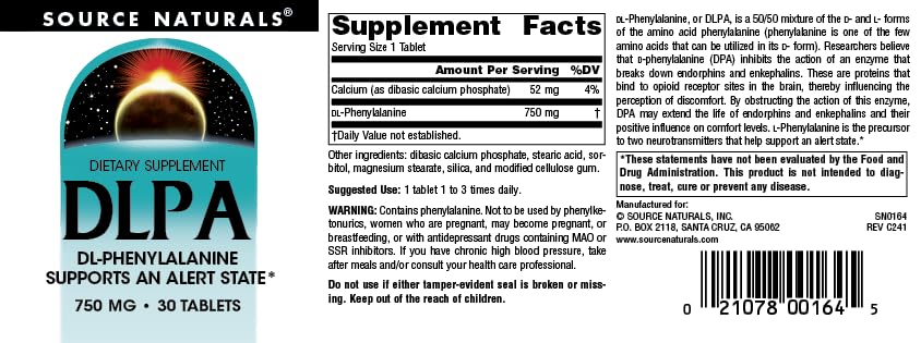 Comprimés DLPA DL-Phenylalanine sur une surface blanche