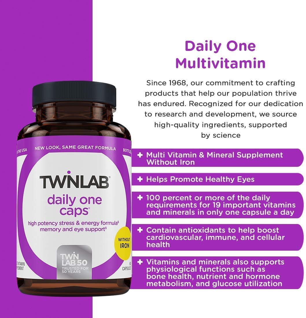 Comprimés du Complément Multivitaminé Twinlab sur une table