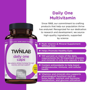 Comprimés du Complément Multivitaminé Twinlab sur une table