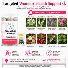 Comprimés du pack de vitamines 2nd Springs Daily 7 Essentials pour femmes, en gros plan