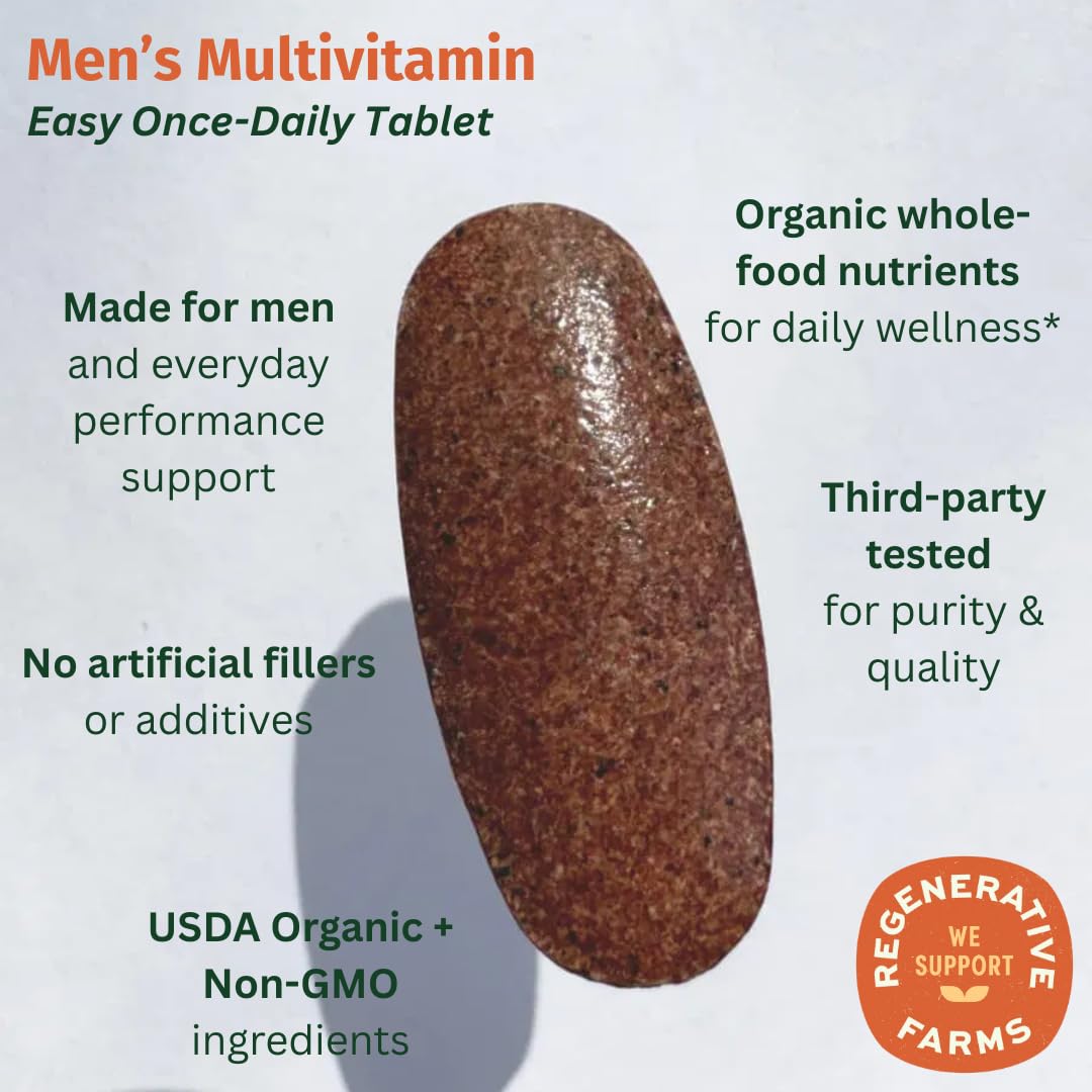 Comprimés EarthFirst Organic Multivitamine Homme sur une table