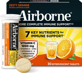 Comprimés effervescents Airborne goût orange, boîte de 30 comprimés