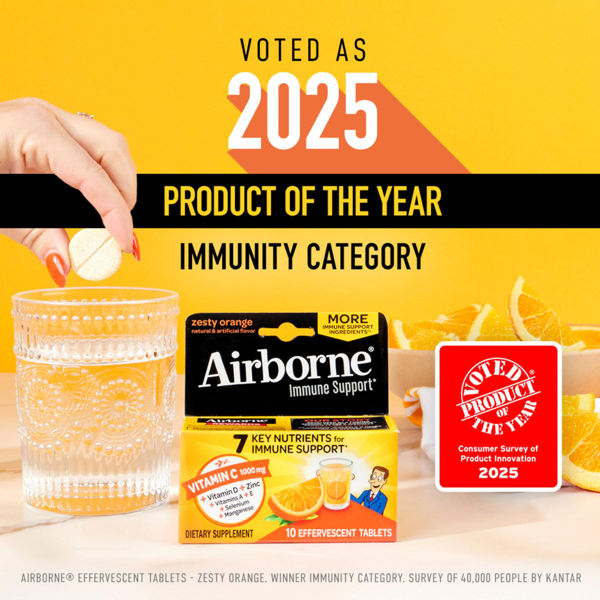 Comprimés effervescents Airborne sur une table, ambiance familiale