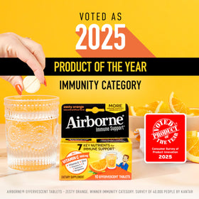 Comprimés effervescents Airborne sur une table, ambiance familiale