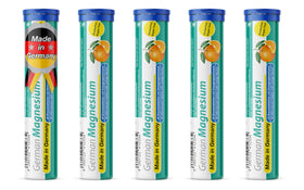 Comprimés effervescents de magnésium T&D au goût orange, avant dissolution