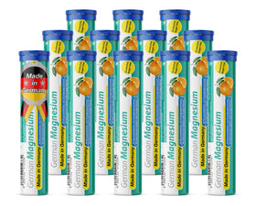 Comprimés effervescents de magnésium T&D en boîte, saveur orange