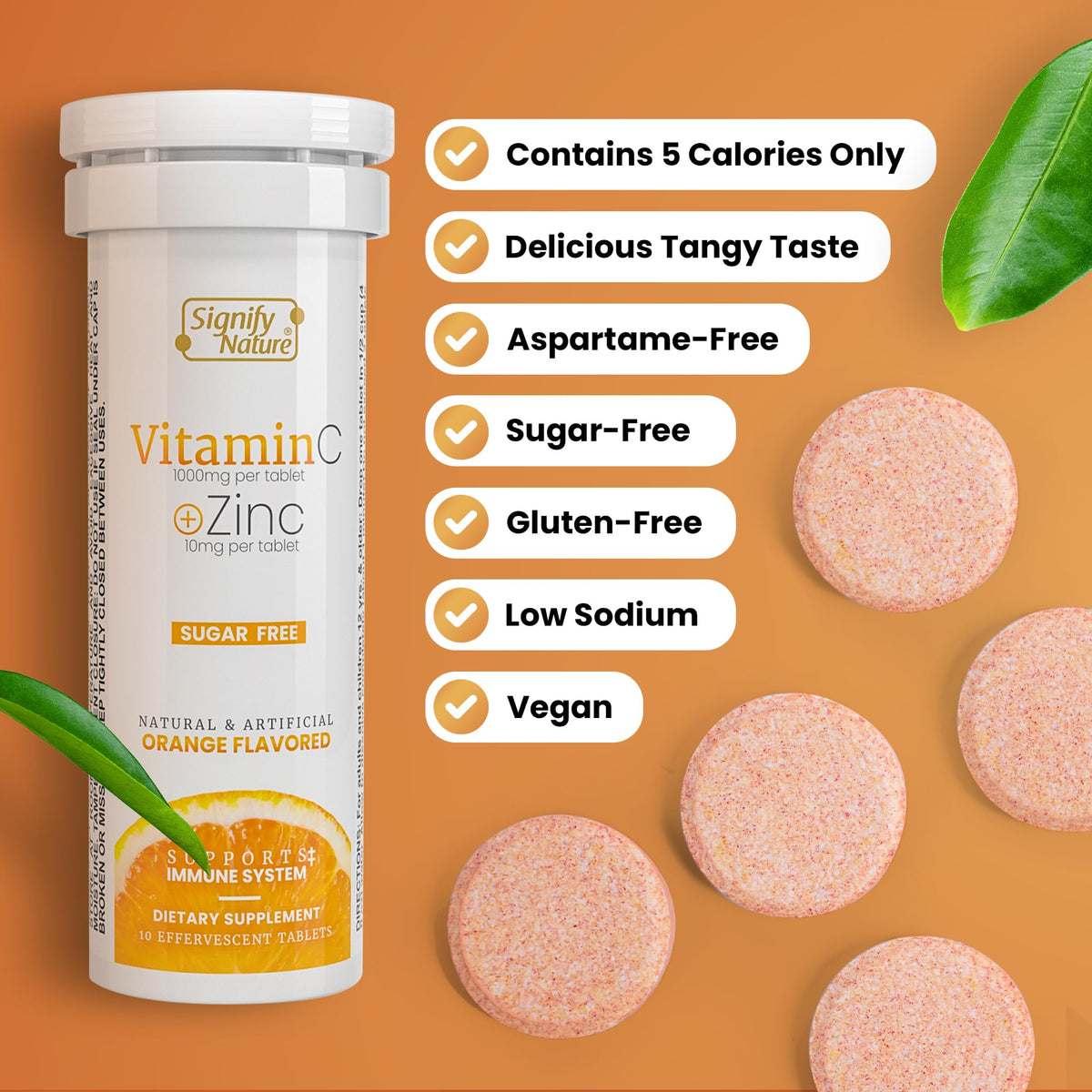 Comprimés effervescents de Vitamine C 1000mg SIGNIFY NATURE, prise en main