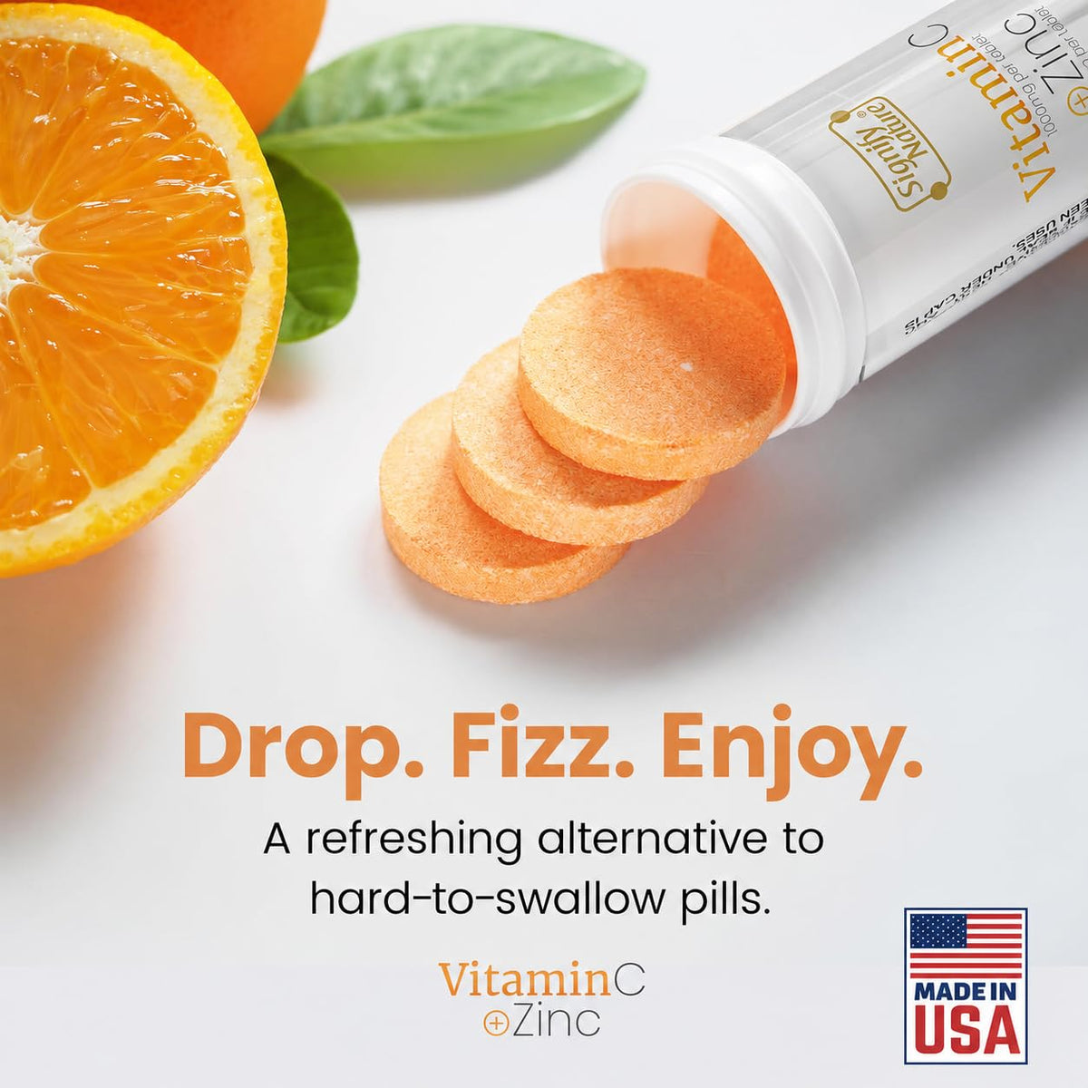 Comprimés effervescents de Vitamine C 1000mg SIGNIFY NATURE, vue de côté