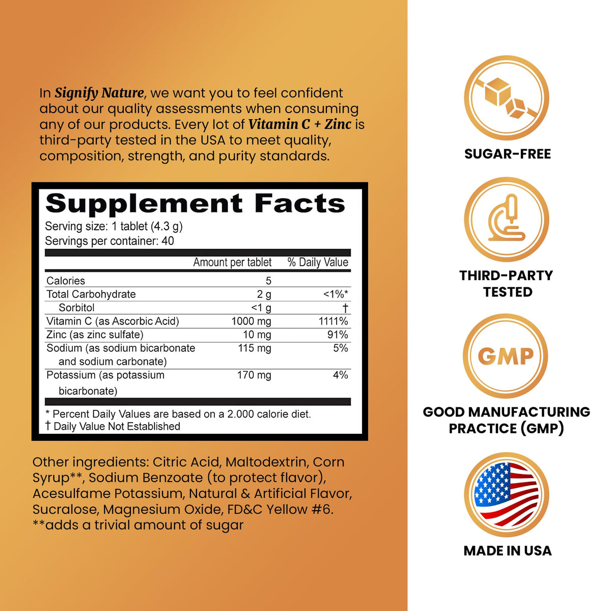 Comprimés effervescents SIGNIFY NATURE Vitamine C 1000mg dans un verre d'eau