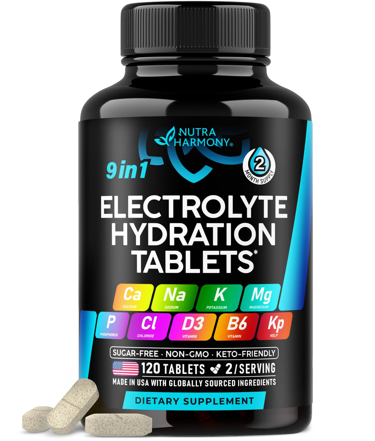 Comprimés électrolytes NUTRAHARMONY 120 tabs en boîte