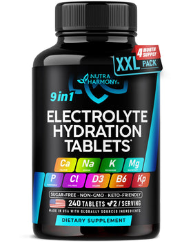 Comprimés électrolytiques NUTRAHARMONY 240 tabs en vue de face