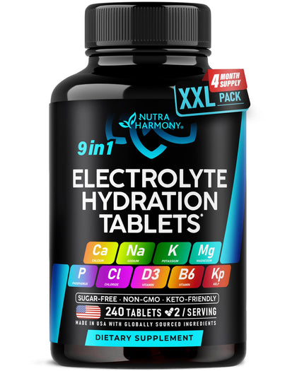 Comprimés électrolytiques NUTRAHARMONY 240 tabs en vue de face