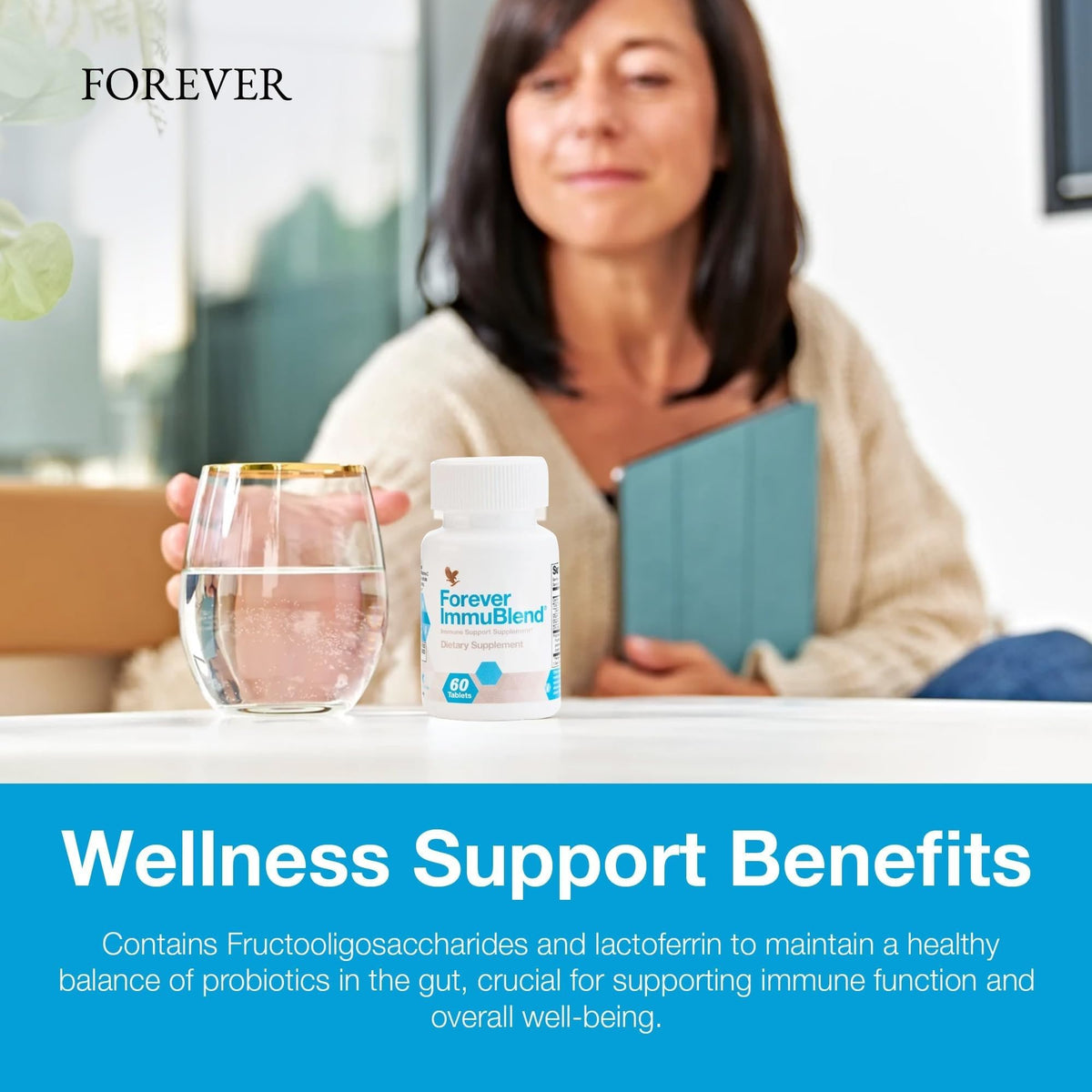 Comprimés Forever Living ImmuBlend sur une table