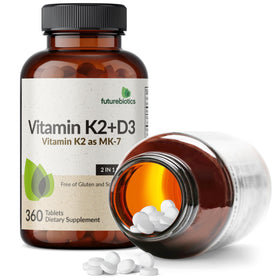 Comprimés Futurebiotics Vitamine K2 et D3 dans un verre