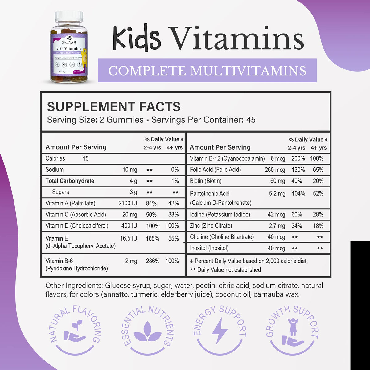Comprimés gélifiés de multivitamines pour enfants, couleur et texture