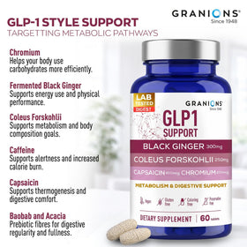 Comprimés Granions GLP-1 sur fond blanc