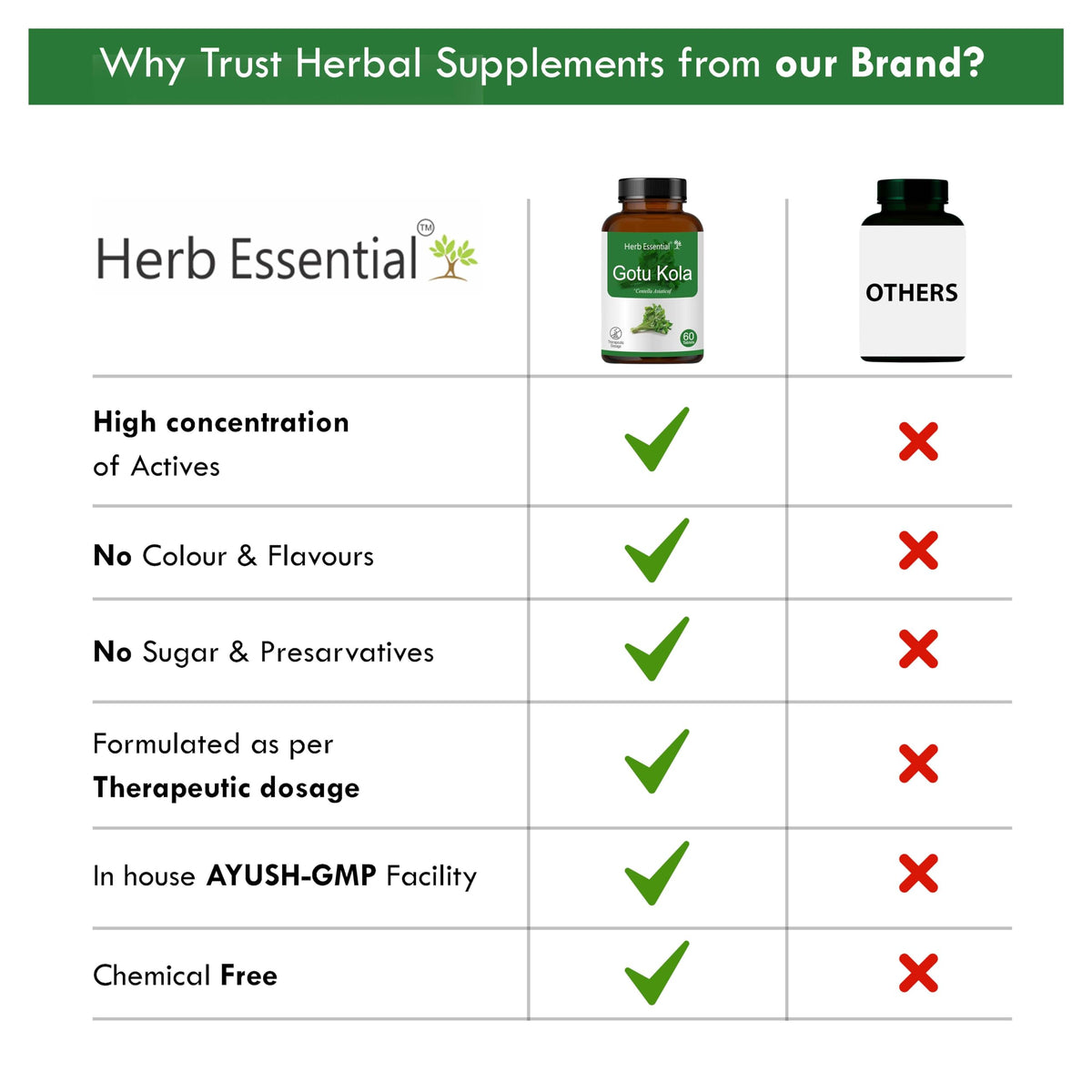 Comprimés Herb Essential Gotu Kola 500mg dans un bol