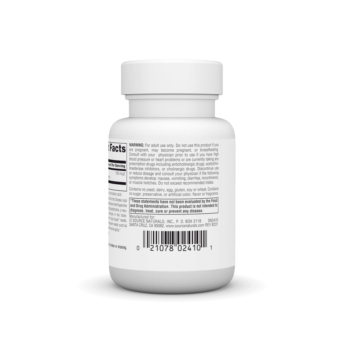 Comprimés Huperzine A Source Naturals sur une table