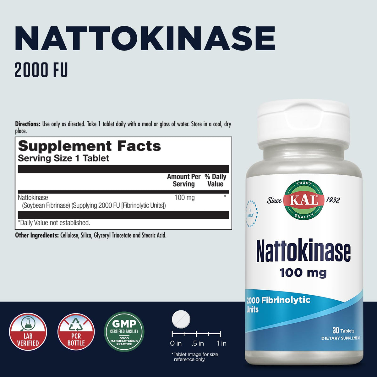 Comprimés KAL Nattokinase sur une table avec verre d'eau