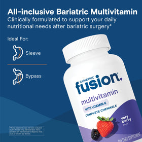 Comprimés mâchables Bariatric Fusion Multivitamine Très Baies sur une surface