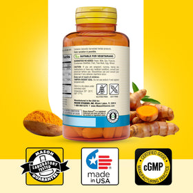 Comprimés MASON NATURAL avec Curcuma sur fond blanc
