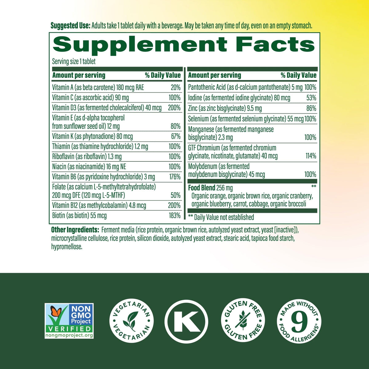 Comprimés MegaFood Multivitamines Femmes 55+ en gros plan