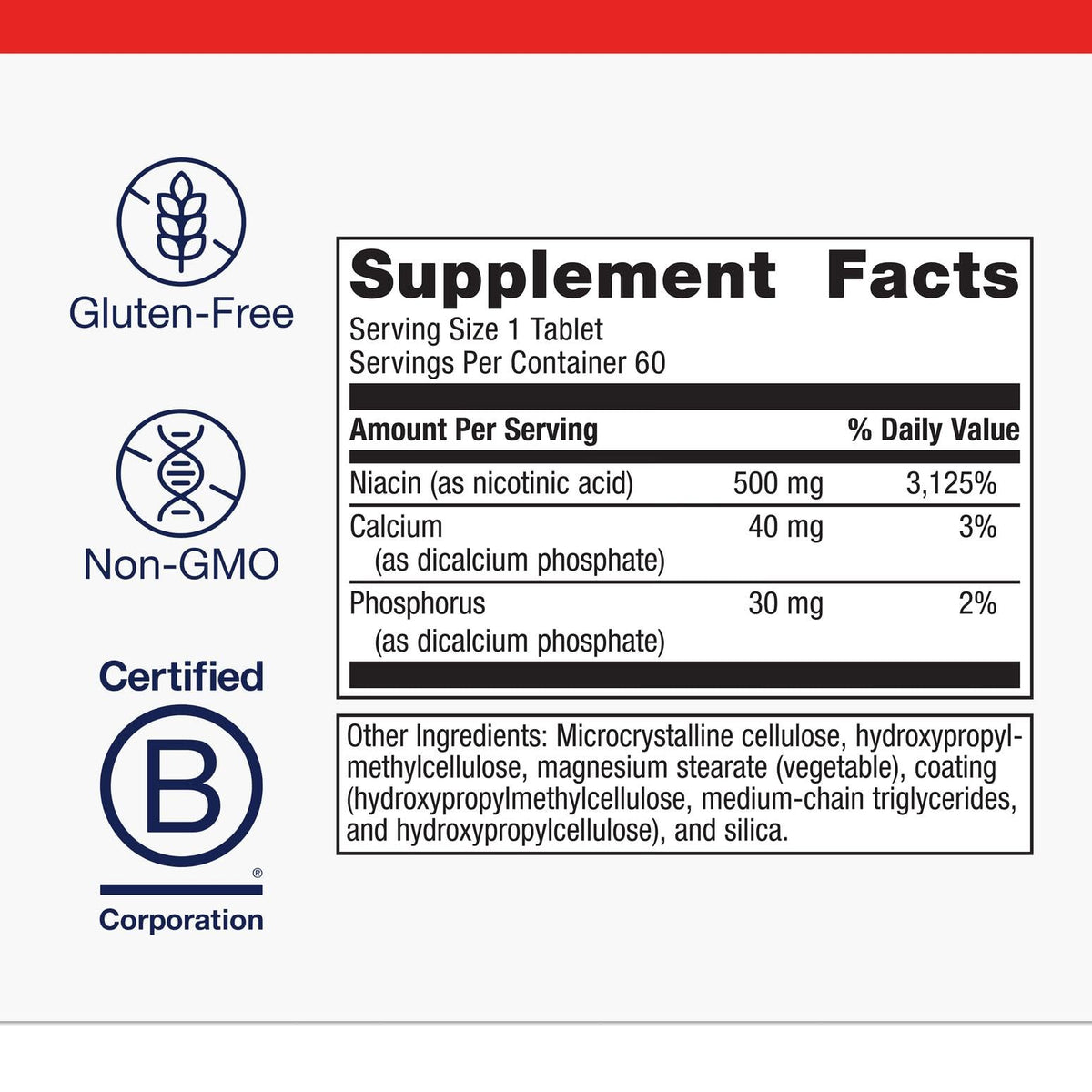 Comprimés Metagenics Niatain 500 mg sur une table