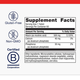 Comprimés Metagenics Niatain 500 mg sur une table