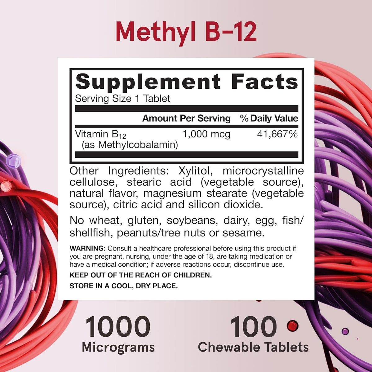 Comprimés Methyl B-12 avec un verre d'eau