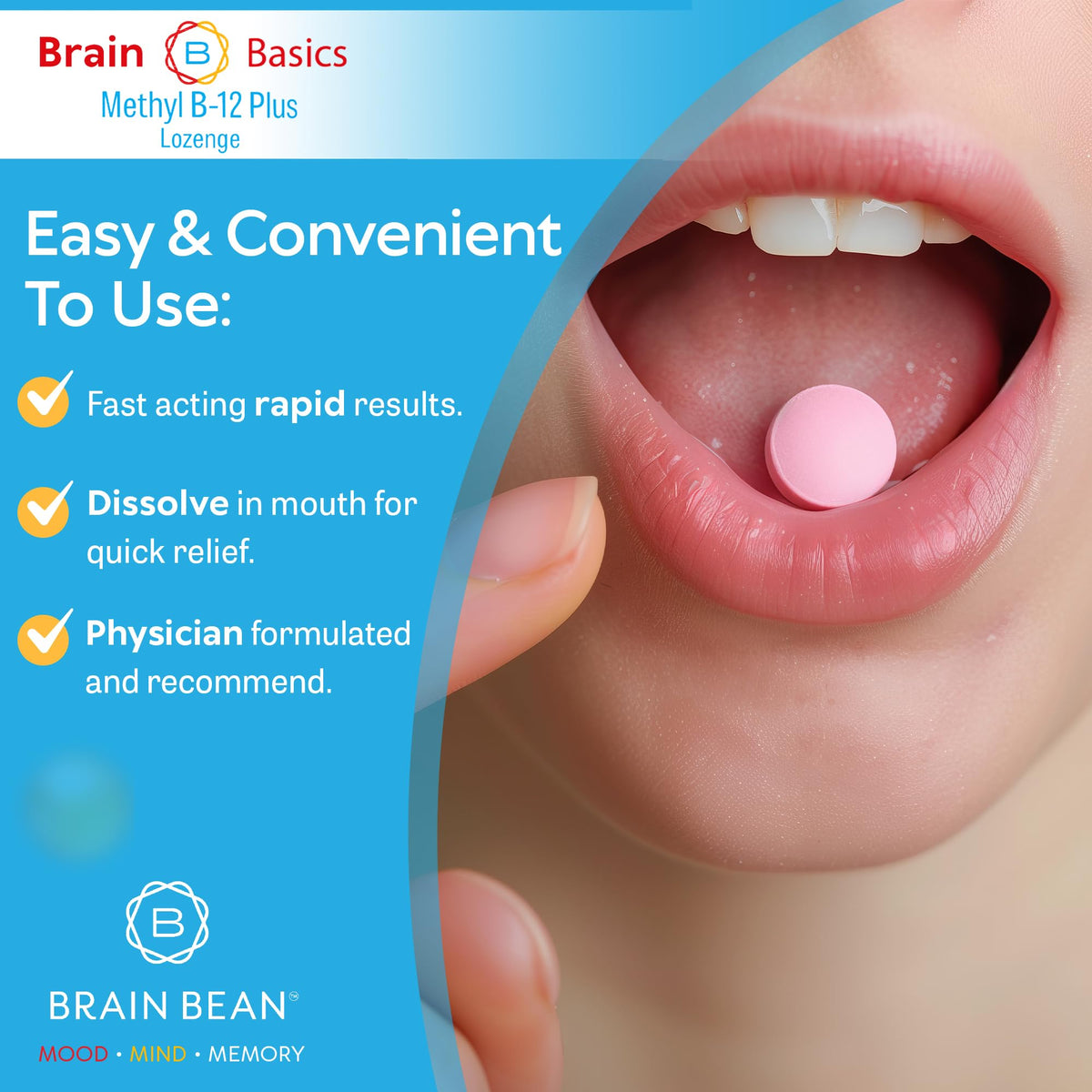 Comprimés Methyl B-12 Brain Bean avec une cuillère