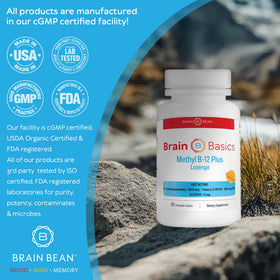 Comprimés Methyl B-12 et Folate Brain Bean avec goût orange