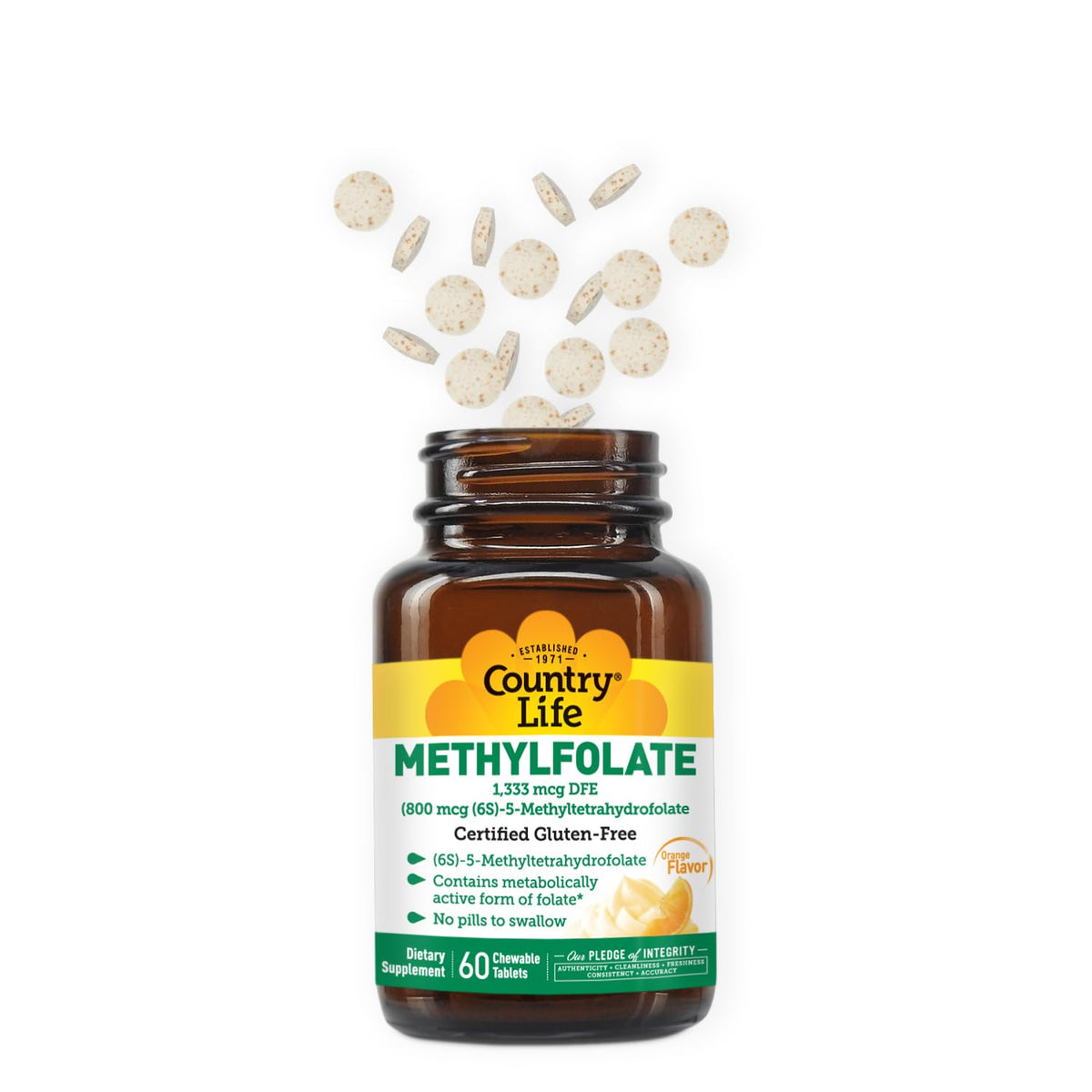 Comprimés Methylfolate de Country Life avec goût orange