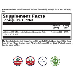 Comprimés micro ActivMelt KAL Methyl Folate sur une surface