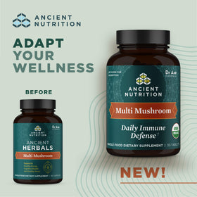 Comprimés Multi Champignon d'Ancient Nutrition sur une table