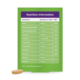 Comprimés Multivitamines Adultes Sevenseas sur fond blanc