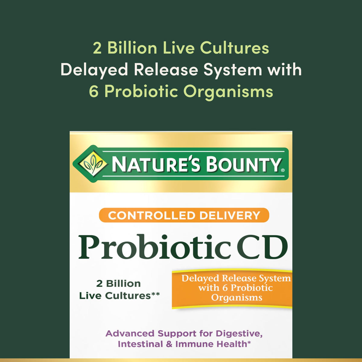 Comprimés Nature's Bounty Probiotique sur fond blanc