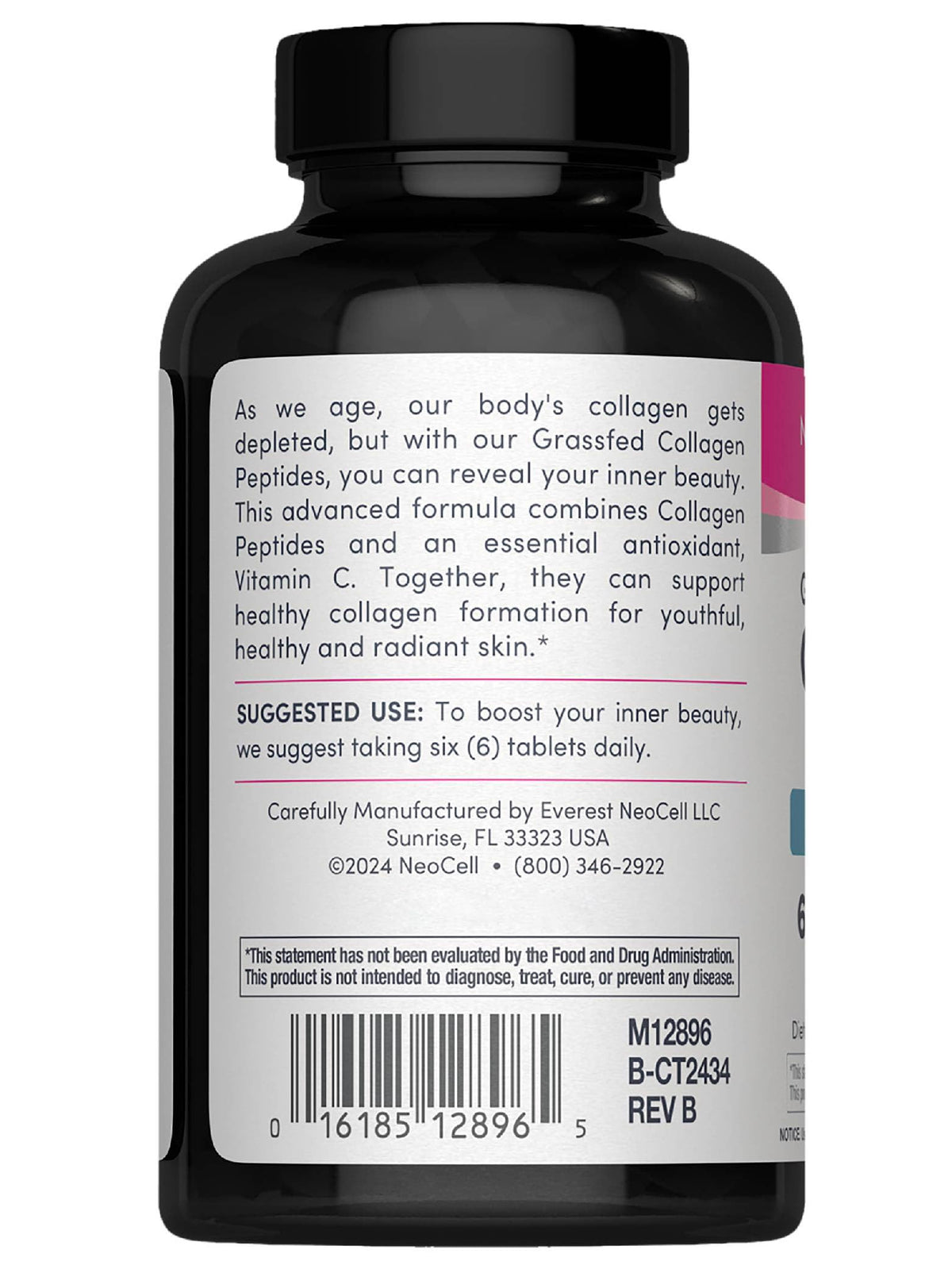 Comprimés NeoCell Collagen Peptides montrant leur taille