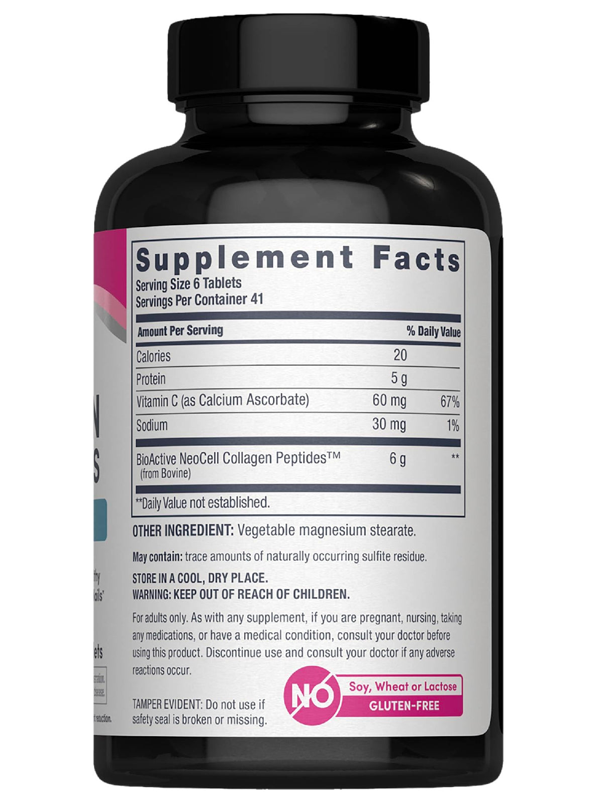 Comprimés NeoCell Collagen Peptides sur fond blanc