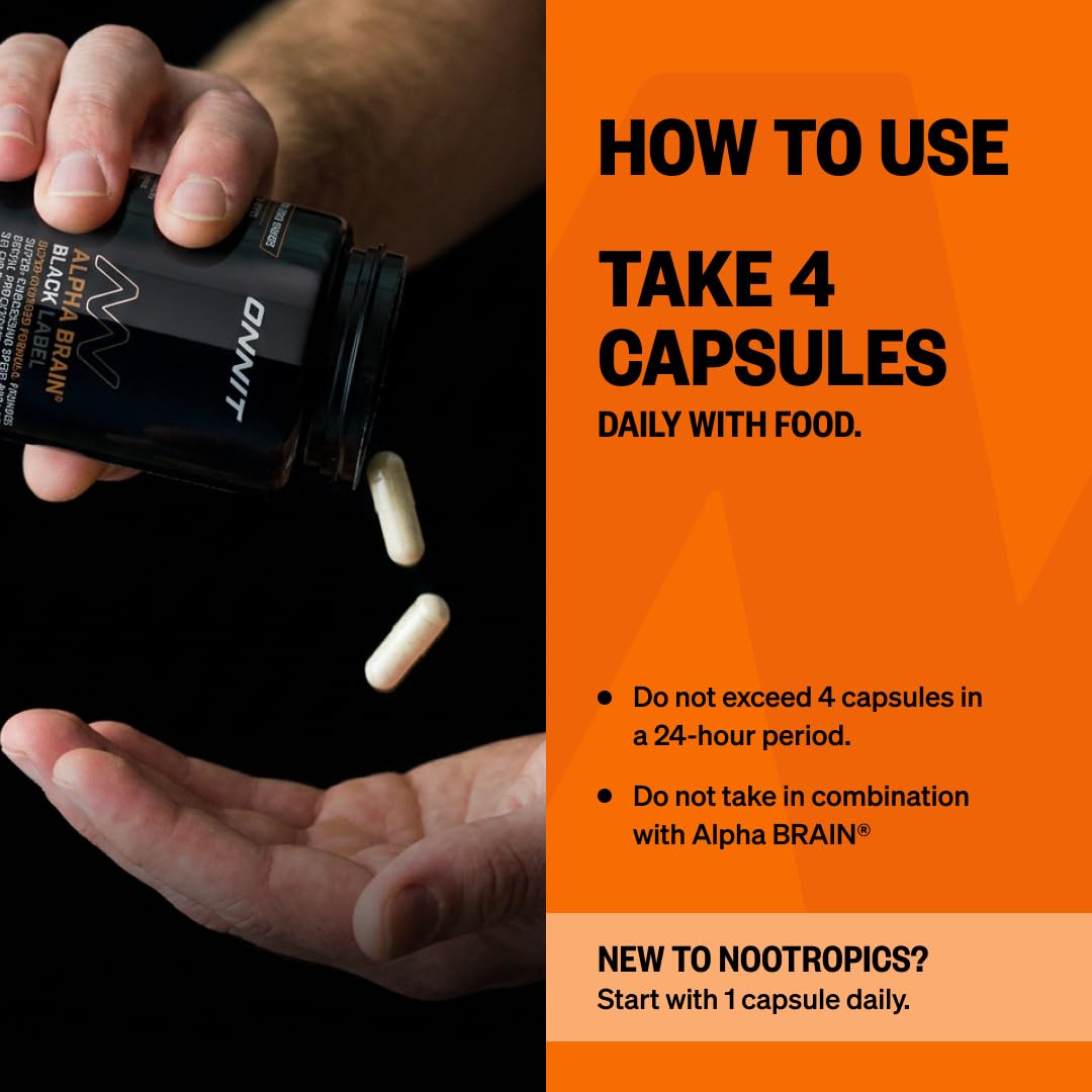 Comprimés ONNIT Alpha BRAIN Black Label avec un verre d'eau