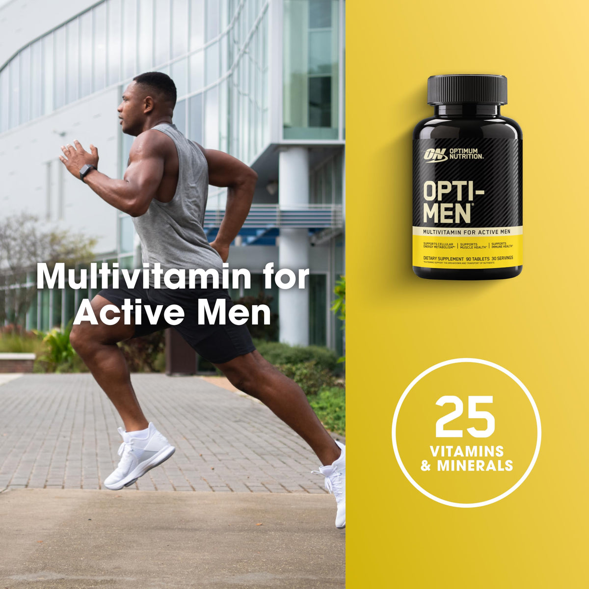 Comprimés Optimum Nutrition Opti-Men dans une main