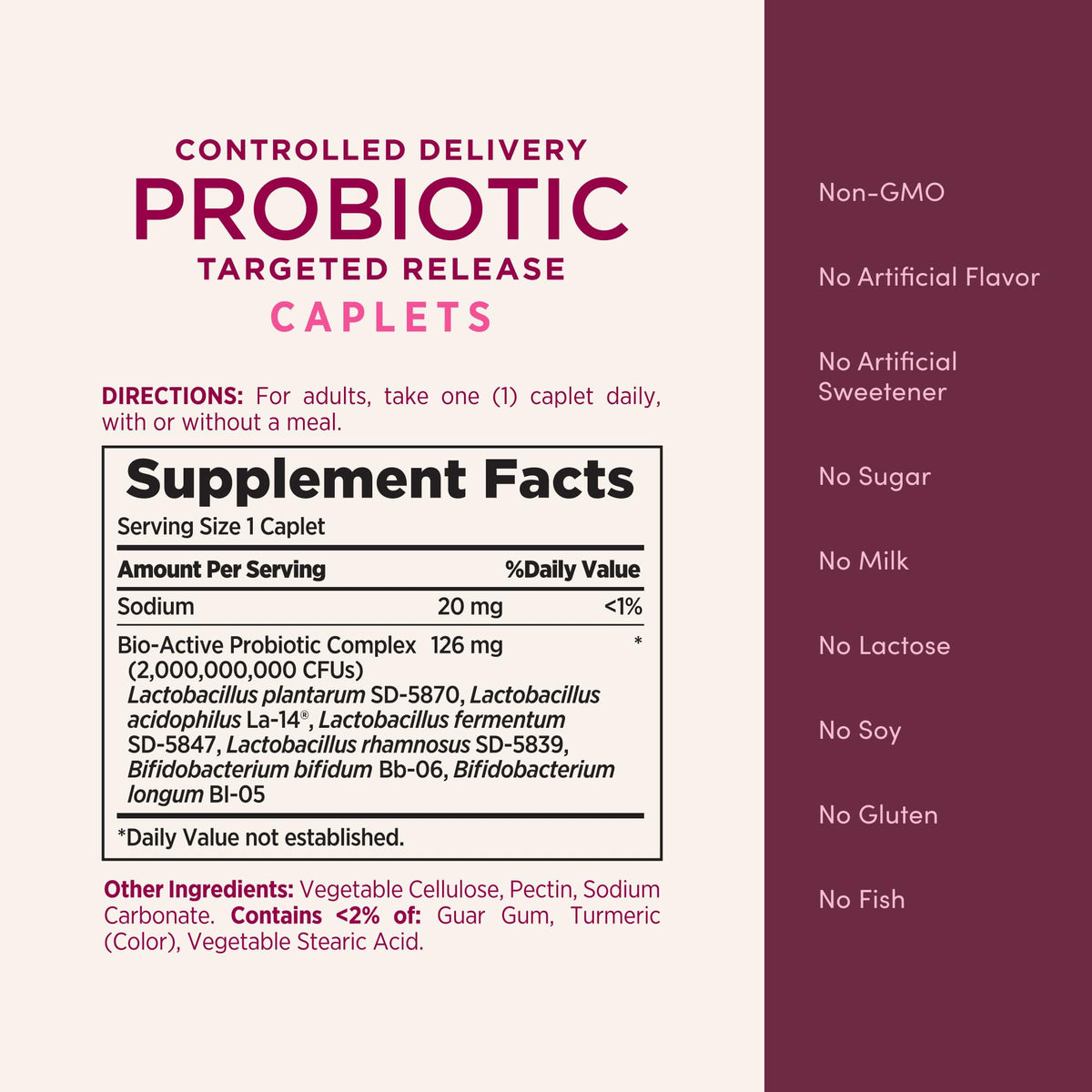 Comprimés probiotiques Nature's Bounty Optimal Solutions avec étiquette visible
