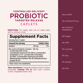 Comprimés probiotiques Nature's Bounty Optimal Solutions avec étiquette visible