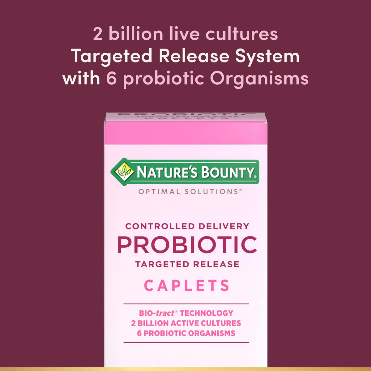 Comprimés probiotiques Nature's Bounty Optimal Solutions sur une surface blanche