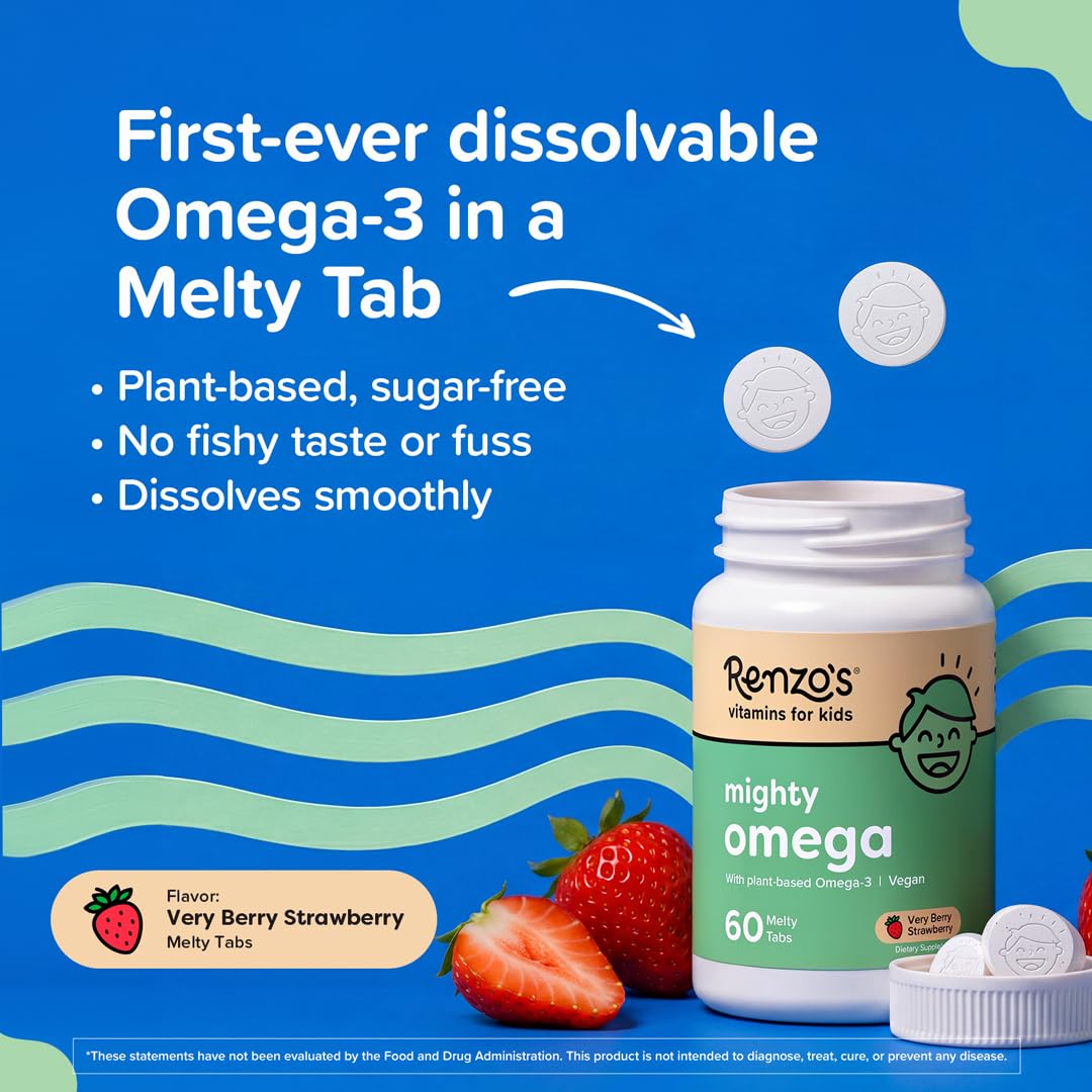 Comprimés Renzo's Mighty Omega à saveur de fraise très berry
