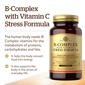 Comprimés Solgar B-Complex avec Vitamine C en gros plan
