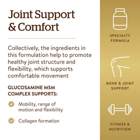 Comprimés Solgar Glucosamine MSM sur une table